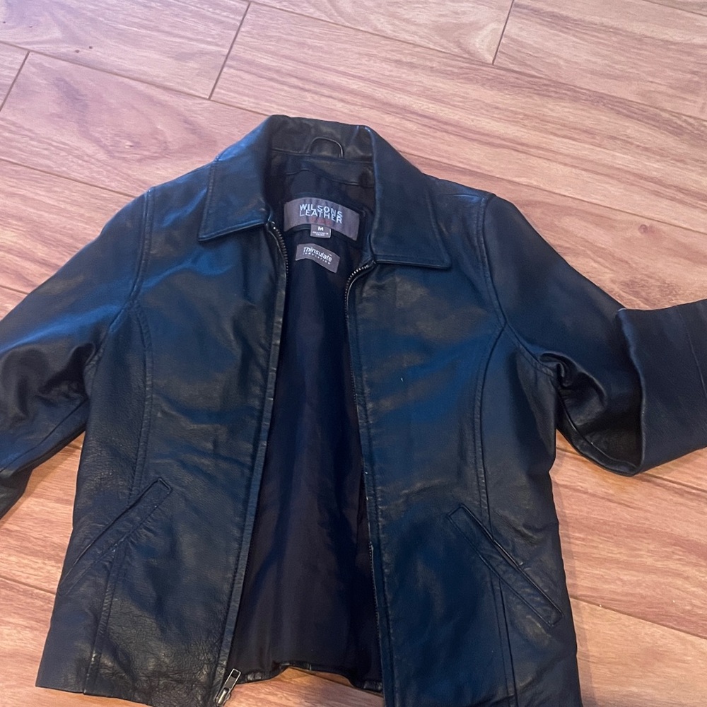 Kids Black Leather Blazer